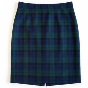 J.Crew Black Watch Plaid Tartan Lined Wool Pencil Skirt Work Office Preppy  0